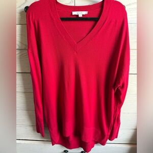 LOFT Vibrant Red and Black Sweater